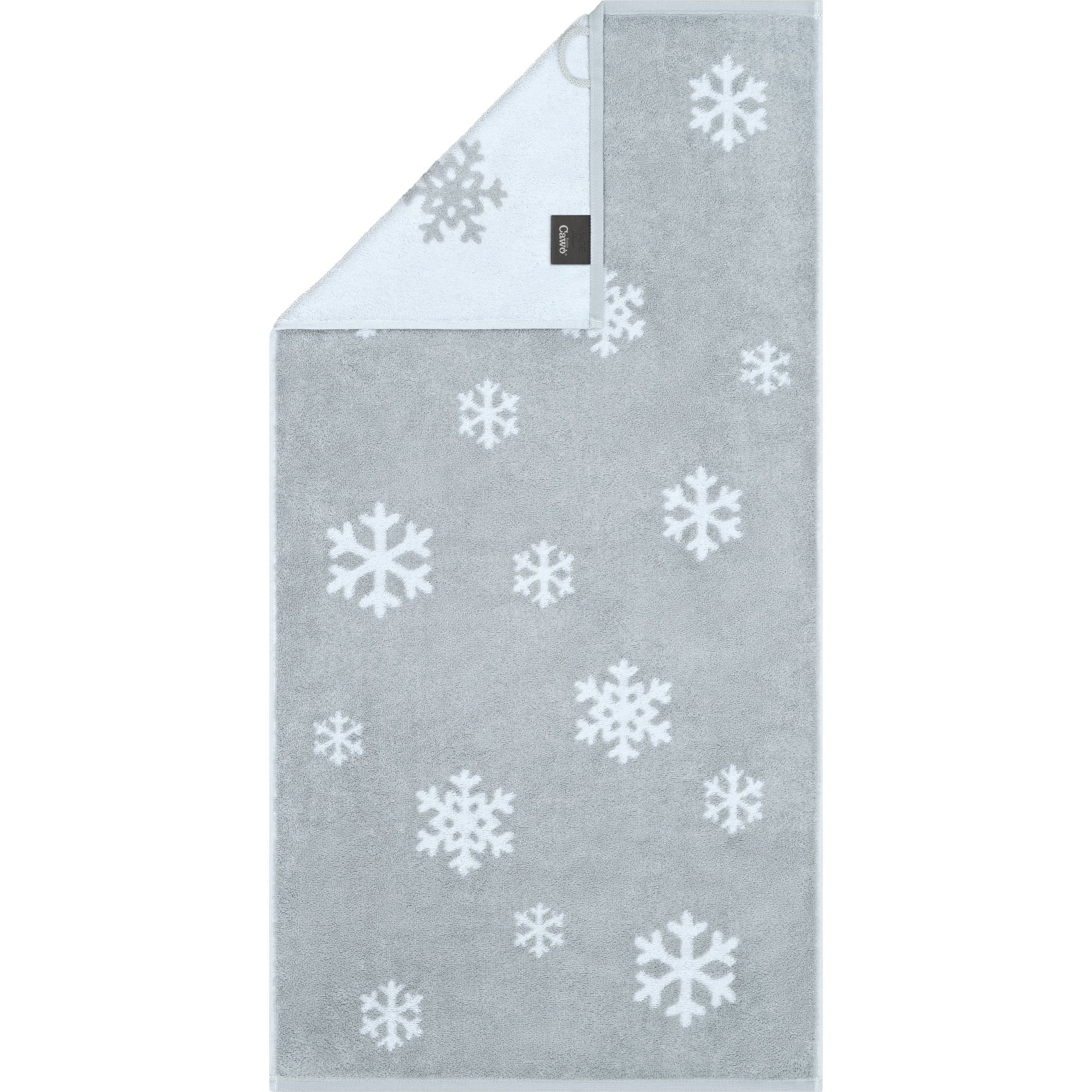 Cawö Winter Edition Schneekristalle Handtuch, 50x100cm, Fb 76 platin/weiß
