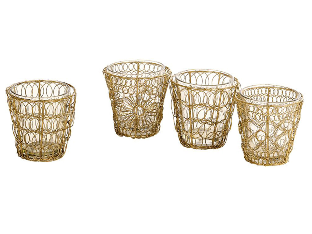 WMG Nikki Alu-Windlicht inklusive Glas gold, h 9cm d 8cm