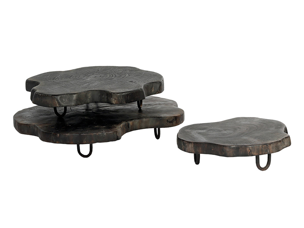 WMG Teak Oragnic Holzplatte schwarz, h 6cm 30x30cm