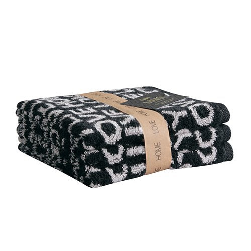 Cawö Seiftücher 3er Set schwarz Home/Love 30x30cm, 100% Baumwolle