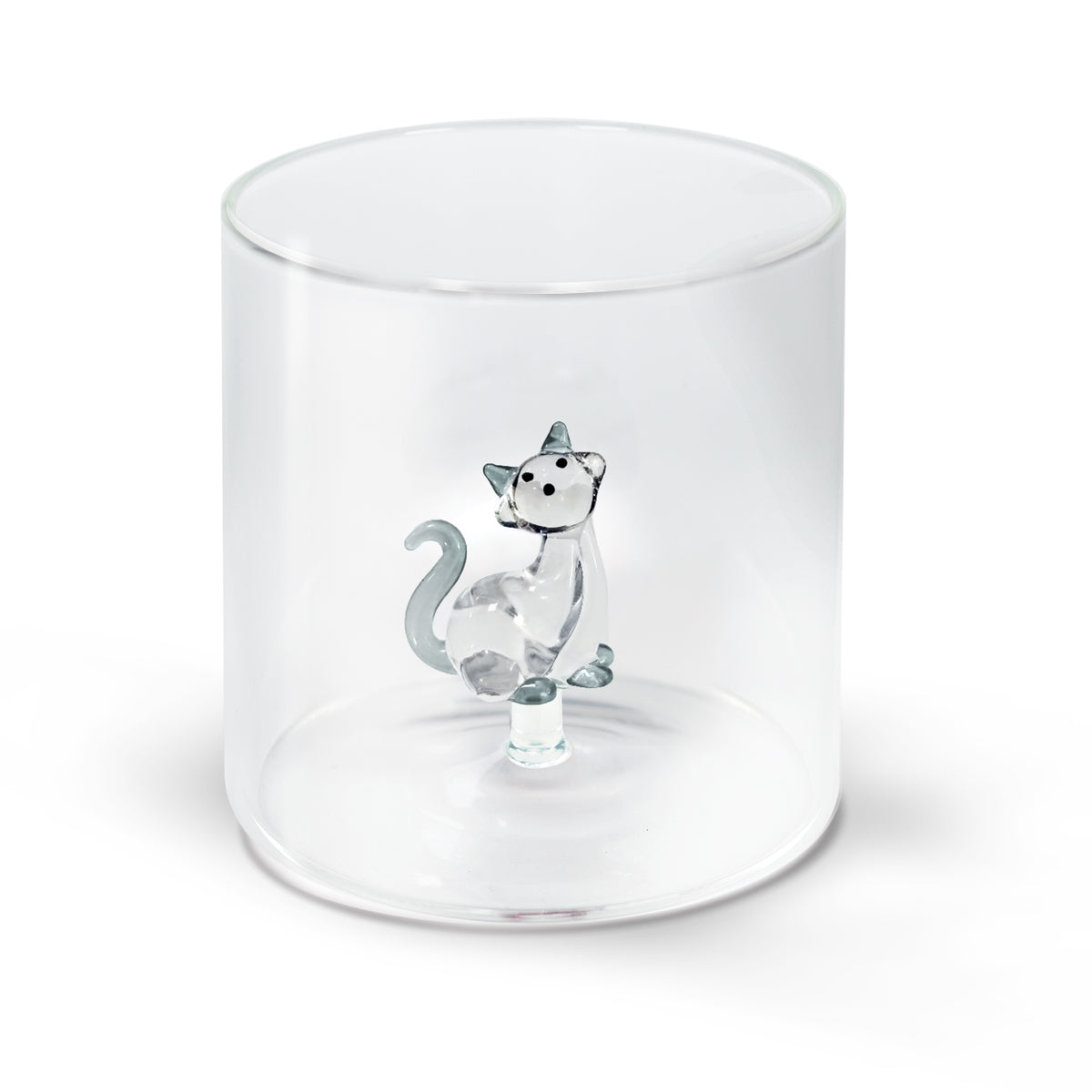 Glas Katze weiß