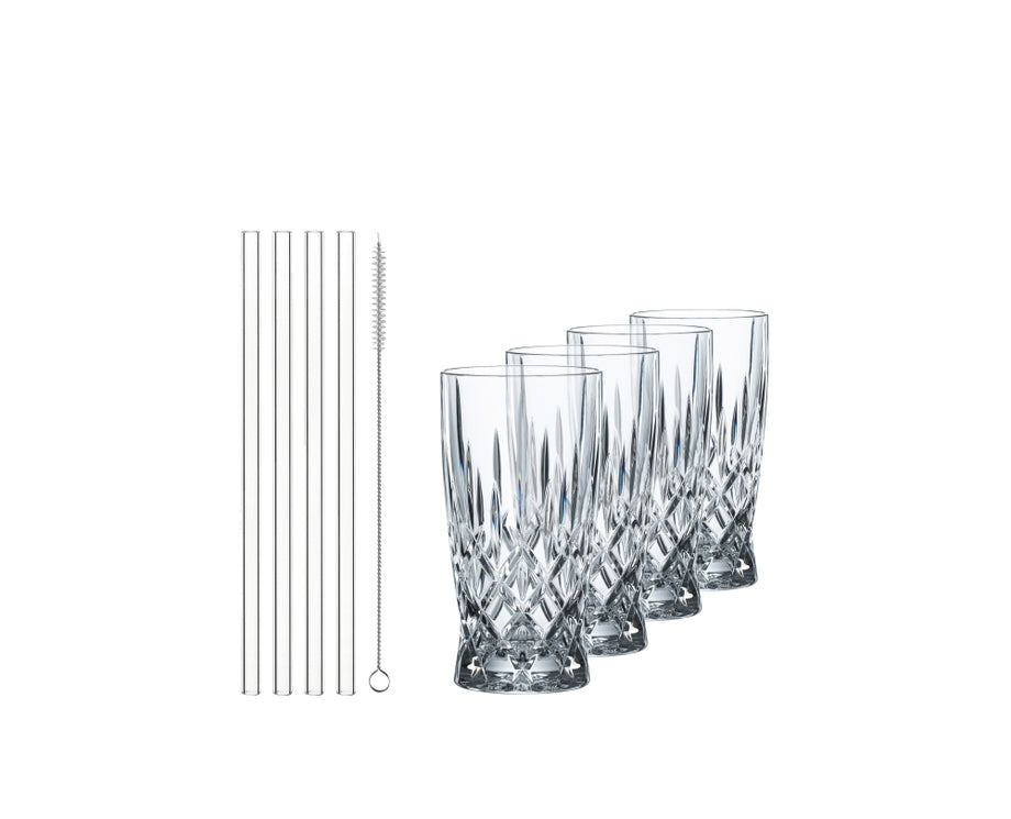 Nachtmann NOBLESSE Latte Macchiato-Gläser + Glastrinkhalme 4er Set