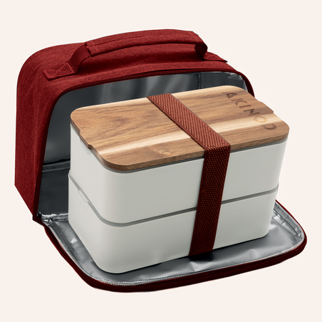 Akinod Bento Lunchbag weiss / Terracotta