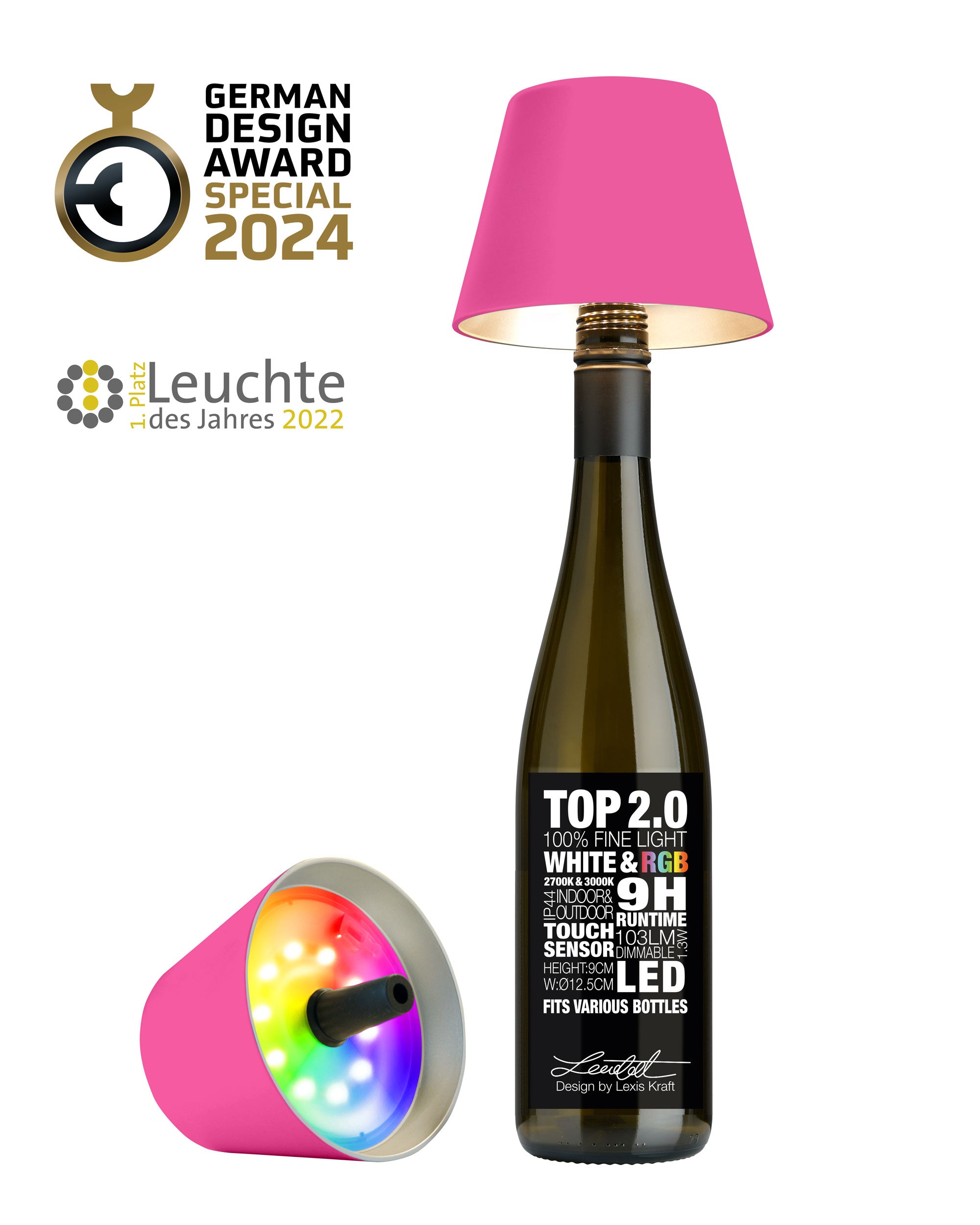 Sompex Top 2.0 Flaschenleuchte neon-pink RGBW