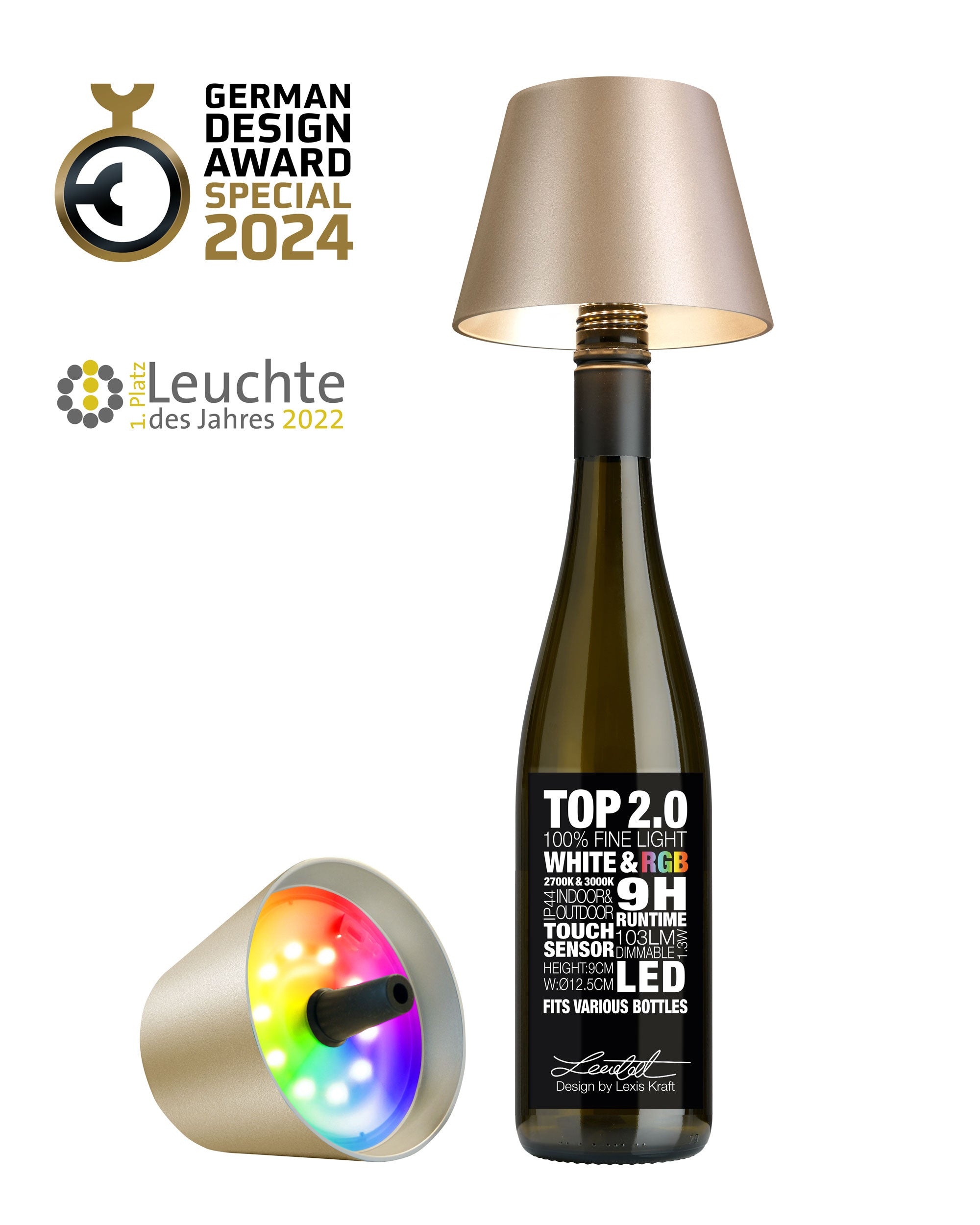 Sompex Top 2.0 Flaschenleuchte champagner-metallic RGB