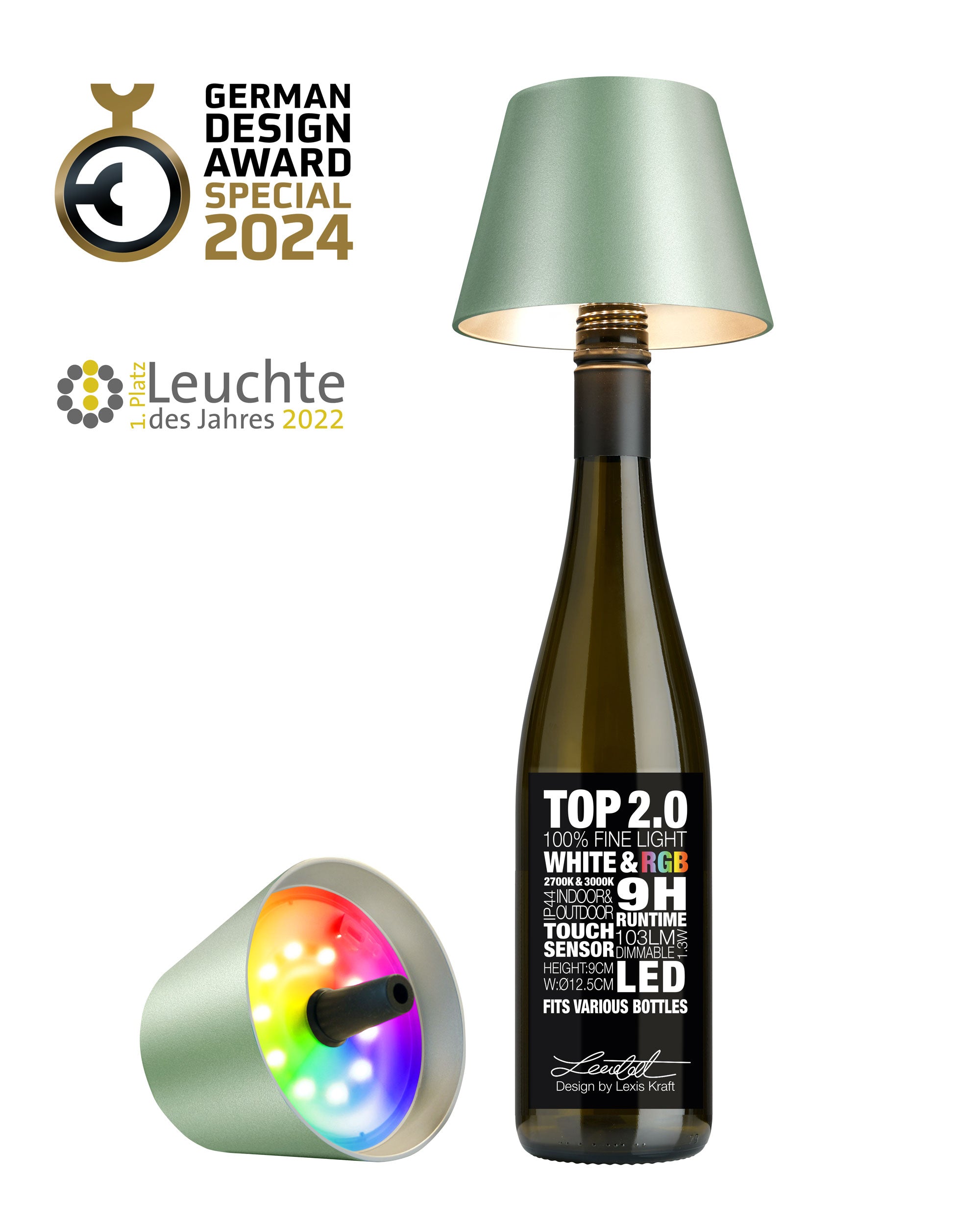 Sompex Top 2.0 Flaschenleuchte grün-metallic RGB
