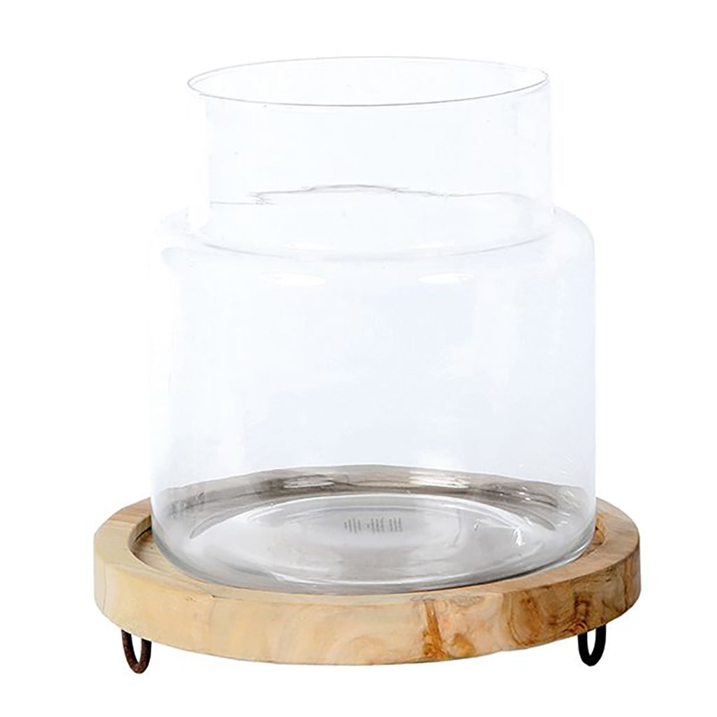 WMG Windlicht Teakholz unfinish, h35cm d30cm