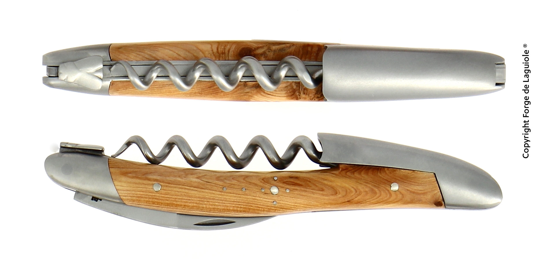 Laguiole Sommelier Messer satiniert mit Griff aus Wachholder
