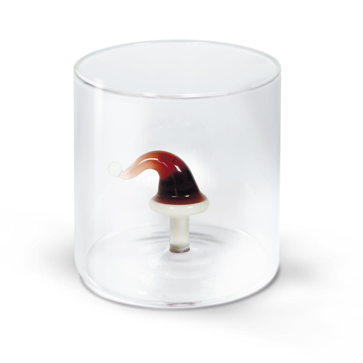 Glas mit Weihnachtsmütze 