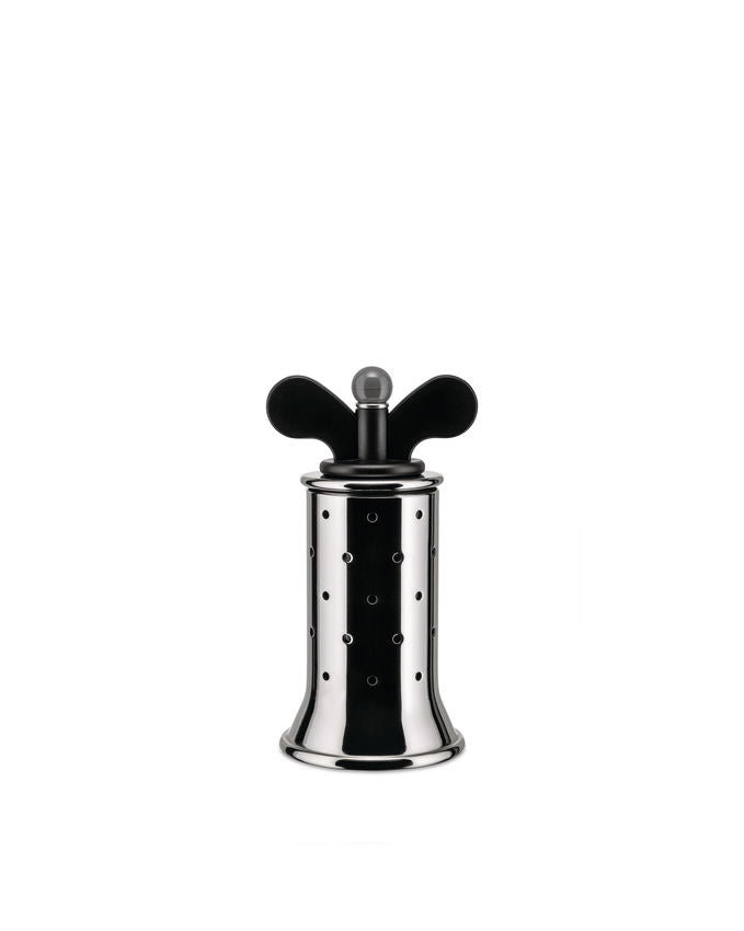Alessi Pfeffermühle aus Edelstahl, glänzend poliert mit Flügeln aus PA, schwarz
