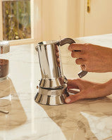 Alessi Espressokocher aus Edelstahl,Magnetboden aus Stahl für Induktion geeignet, 3 Tassen