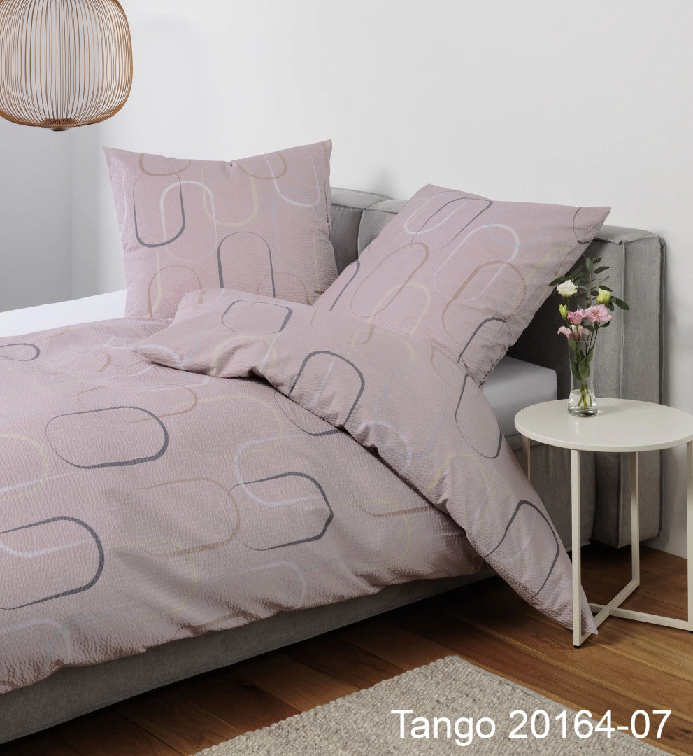 Janine Bettwäsche Mako soft Seersucker taupe rosenholz 135x200cm