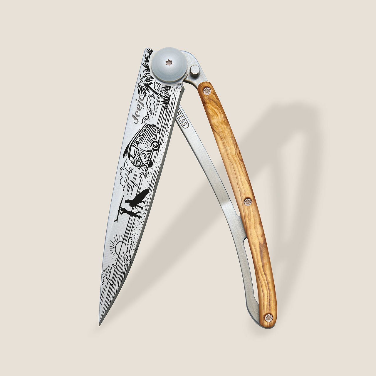 Deejo Taschenmesser 37g Olivenholz Van Life