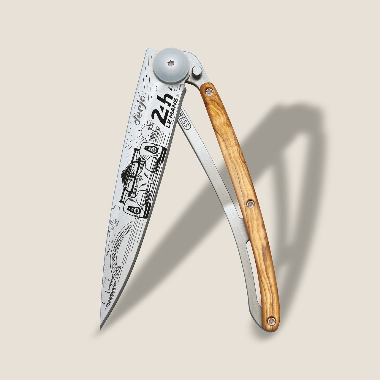 Deejo Taschenmesser 37g Olivenholz 24h Le Mans