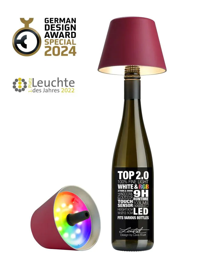 Sompex TOP 2.0 Flaschenleuchte bordeaux RGB