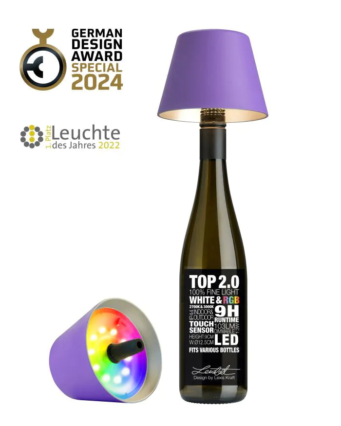 Sompex TOP 2.0 Flaschenleuchte flieder RGB
