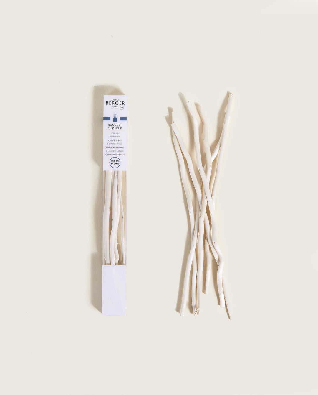 Maison Berger Ersatzstäbchen aus Weidenholz für Raumduft Diffuser 21cm, 6 Stück